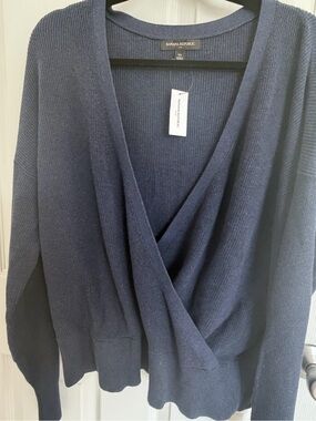 Banana Republic Navy Crossover V-Neck Sweater